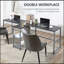 Bureau d'ordinateur 83 po pour 2 personnes avec 2 tablettes de rangement, poste de travail double avec étagère à livres, longue table de bureau pour la maison, noir