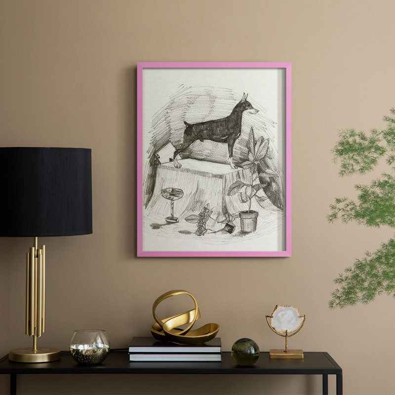 A Gentleman III, reproduction encadrée - bois massif, H 15 po x l 12 po, Rose