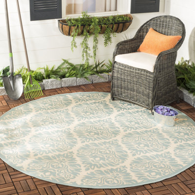 Kistler Hooked Indoor/ Outdoor Aqua Rug