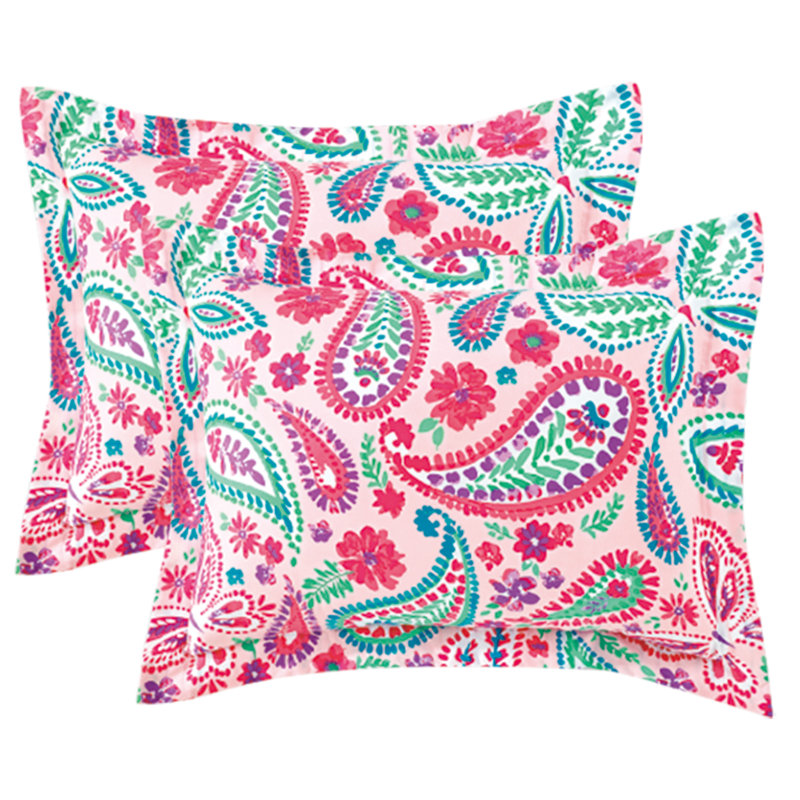 Pink and Aqua Microfiber Reversible Twin Bedspread Set