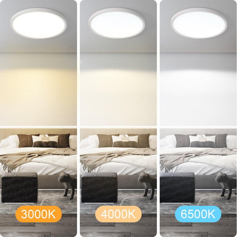 Dazia Plastic LED Flush Mount, White/Matt Black