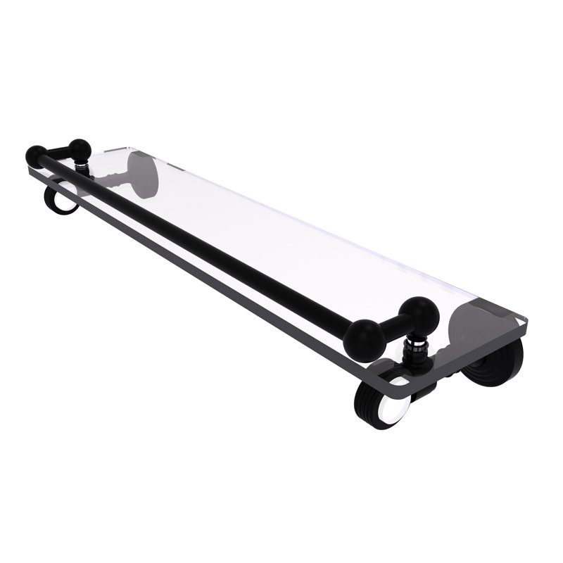 Tablette à support en verre avec barre à serviettes Jarrell, H 3,5 po x l 22 po x P 5,5 po, Noir mat