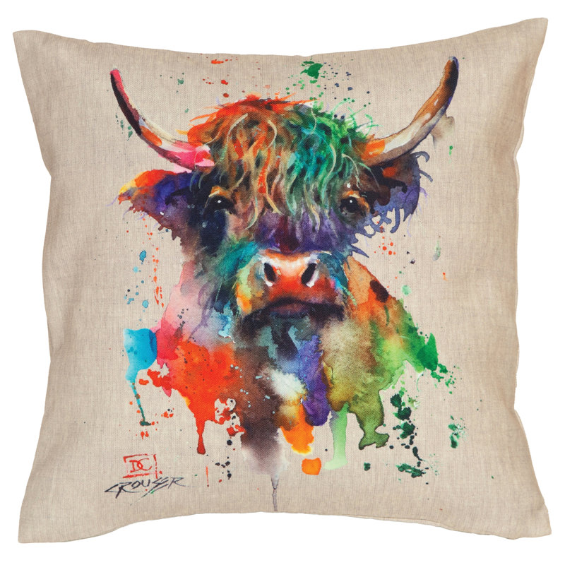 Coussin extérieur Dean Crouser Highland Cow 18 x 18