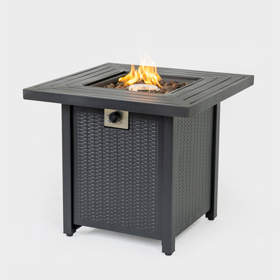 28-Inch Iron Square Propane Fire Pit Table