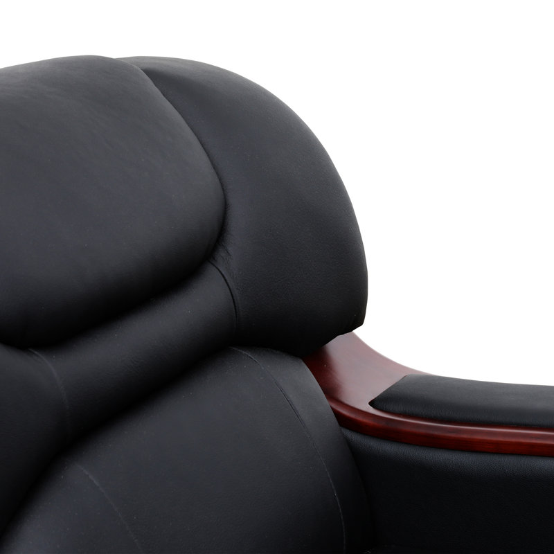 Diti 57" Wide Genuine Cowhide Leather Loveseat, Black Genuine Leather