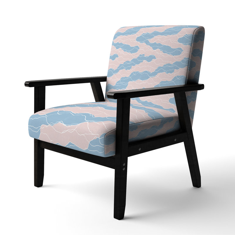 Chaise d'appoint abstraite - fauteuil Coastline, Accoudoirs carrés noirs