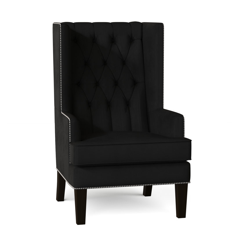Searle Upholstered Wingback Chair, Dark Brown, Atlas Ivory