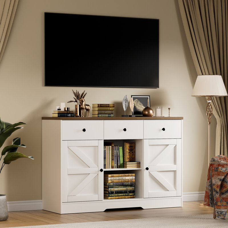 Buffet 47,2 "à 3 tiroirs, crédence avec armoires de rangement