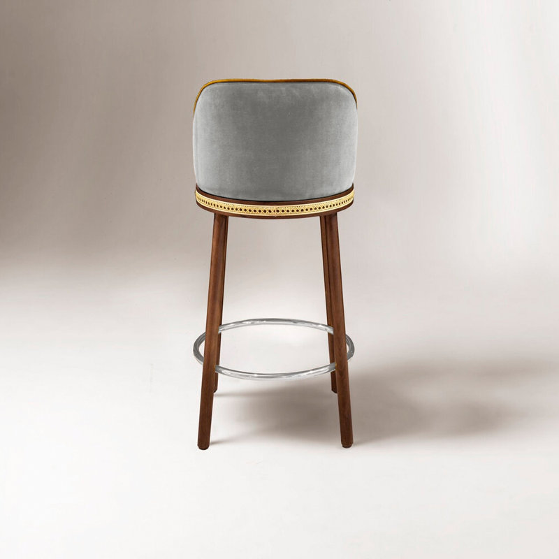 Alma Counter & Bar Stool, Fog, Polished Nickel, Counter Stool (27" Seat Height)