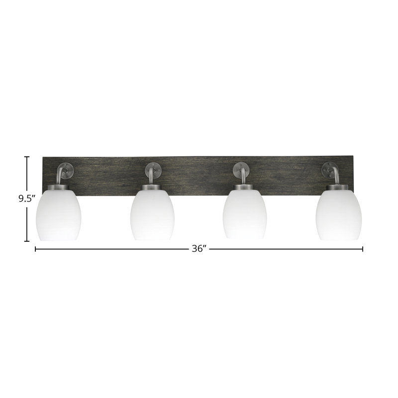 Barre d'éclairage de salle de bain 4 lumières Oxbridge, Blanc, Graphite / gris vieilli
