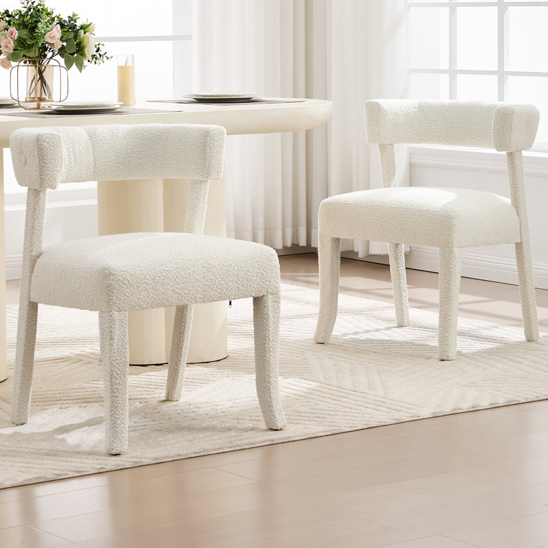 30'' H Tufted Solid Wood Dining Chairs, White