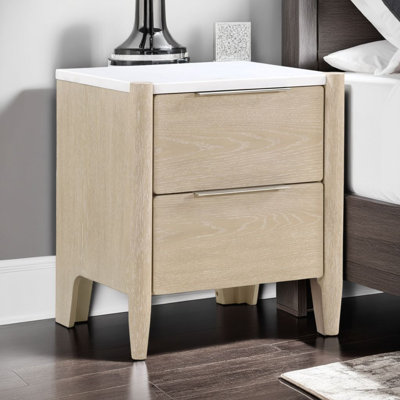 Maty Tall Dresser Chest, 5 Drawers, Light Oak Brown Ceruse Wood