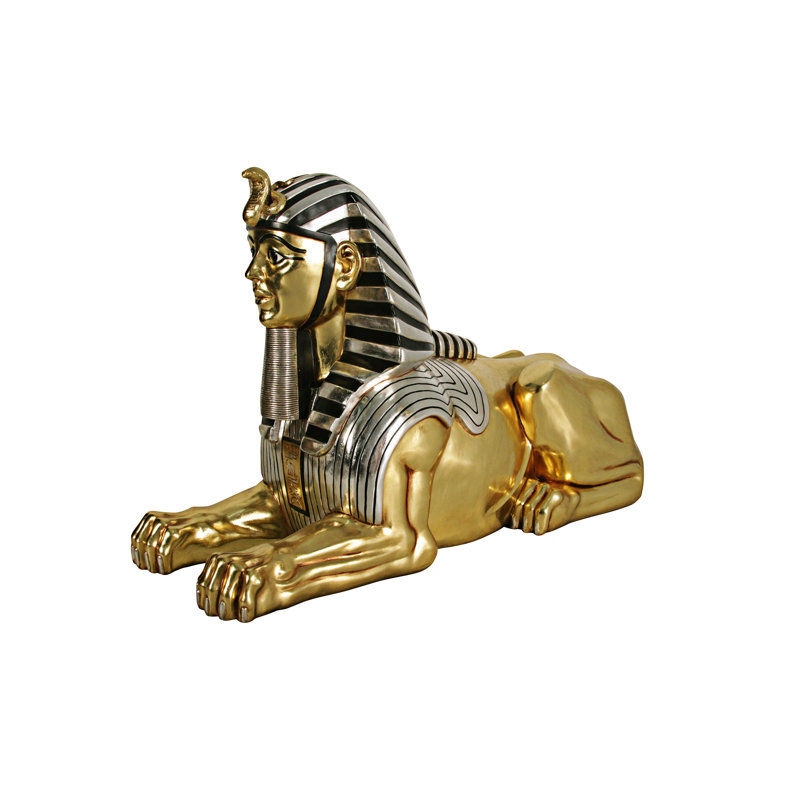 Grande statue de sphinx égyptien doré