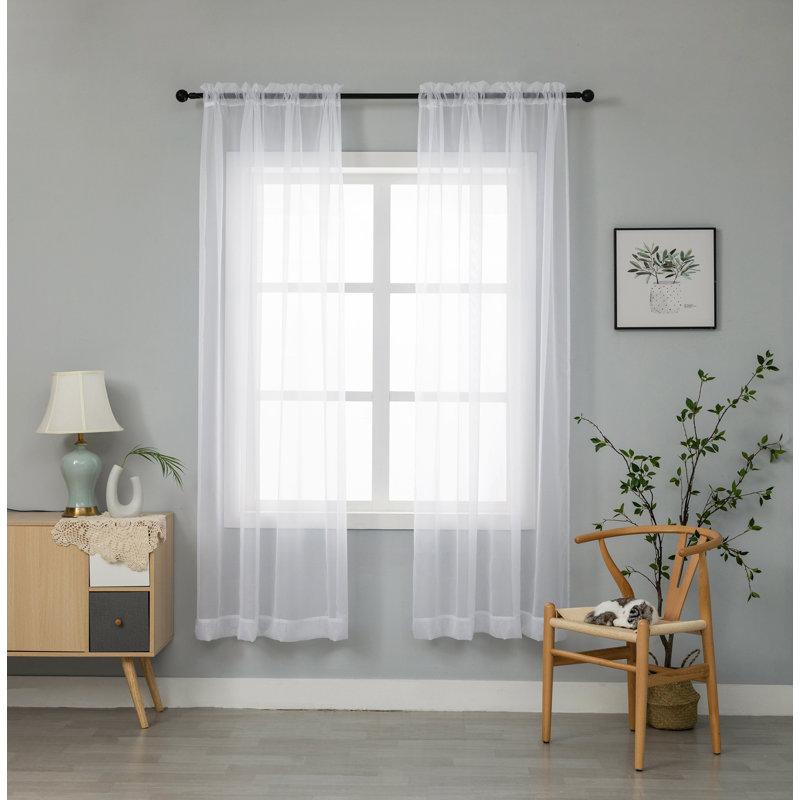 Godbey Sheer Curtain Pair, 57" W x 63" L, Pink