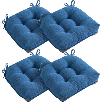 Set Of 4 Dining Chair Cushions Blue