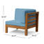 Ensemble de canapés d'extérieur 3 pièces en bleu - Structure en bois d'acacia avec coussins pour terrasses et balcons-129507844-129507846