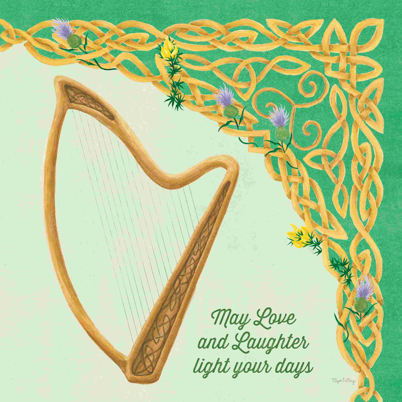 «Celtic Charm II» par Elyse Deneige - peinture sur toile tendue, H 20 po x l 20 po