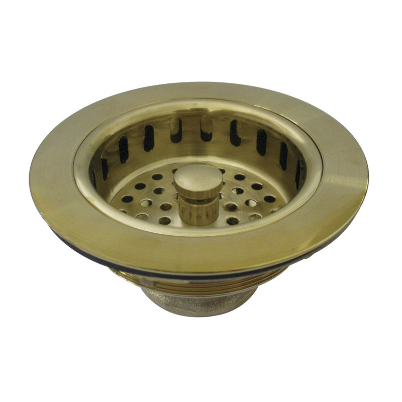 Kingston Brass Made To Match 3-1/2 Inch Kitchen Sink Basket Strainer Only, Brushed Brass