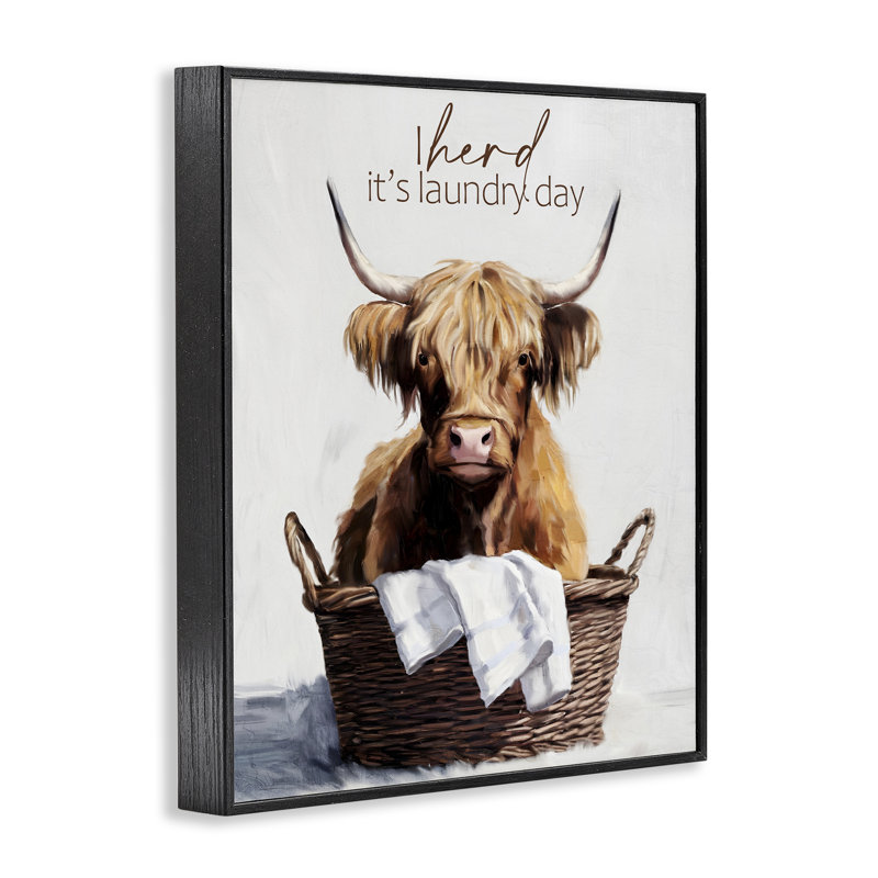 Herd It's Laundry Day, estampe numérique, conception de Kim Allen, H 14 po x l 11 po, Giclée encadrée noir minuit