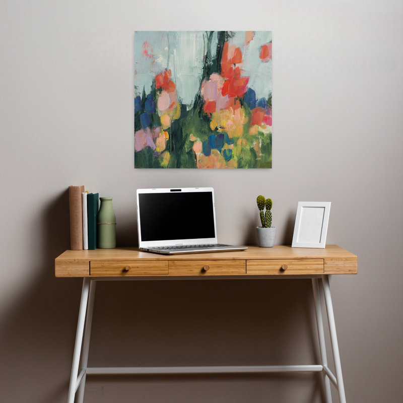 Jardin abstrait I, art floral abstrait, H 18 po x l 18 po