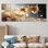Or et blanc champagne champagne bulles - Champagne, art mural sur toile 5 pièces