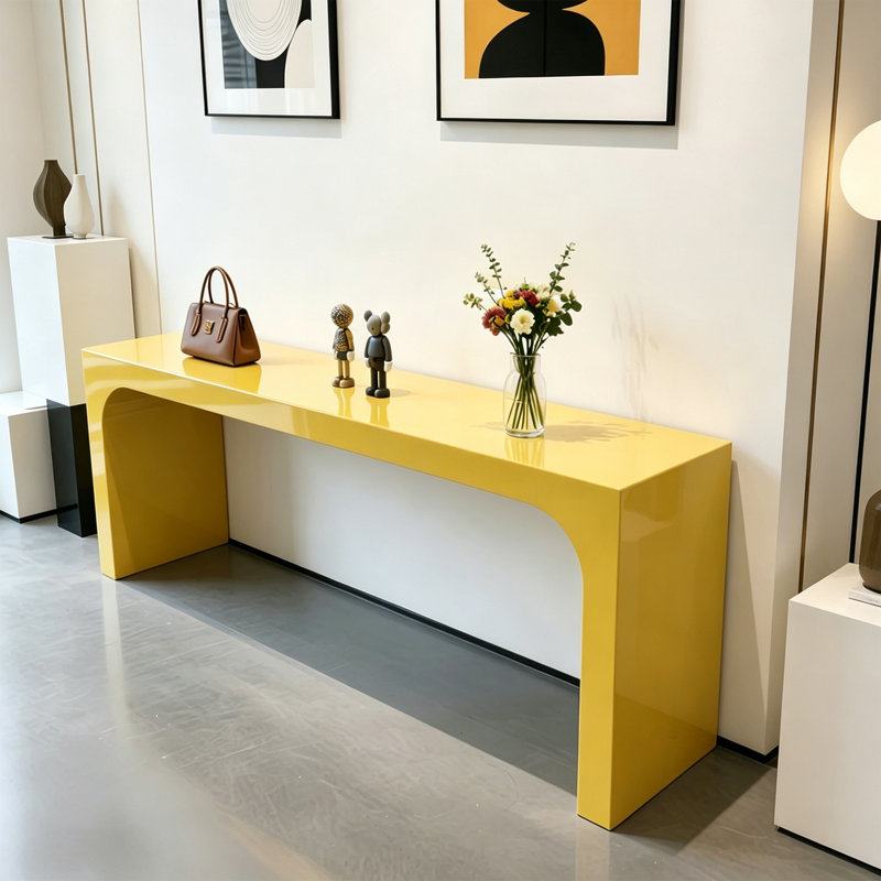 Modern Yellow Rectangular Wooden Console Table