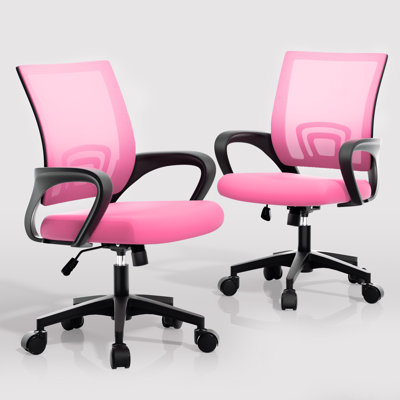 Chaise de bureau ergonomique à dossier moyen en filet avec accoudoirs et support lombaire Pierfranca