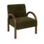 Chaise d'appoint en velours avec accoudoirs arqués en bois