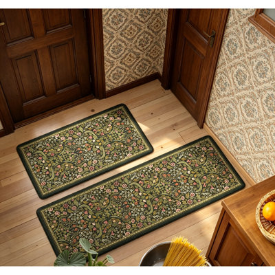 Tapis de cuisine pour cuisine, paquet de 2, floral rétro antidérapant