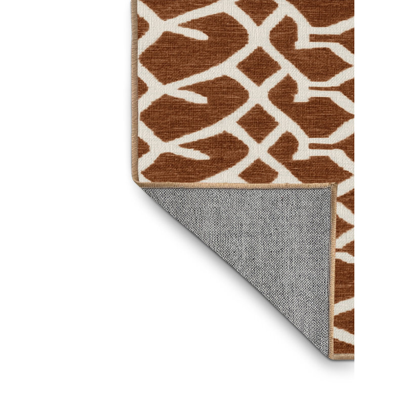 Tapis brun treillis lavable à la machine, Carré 7 pi