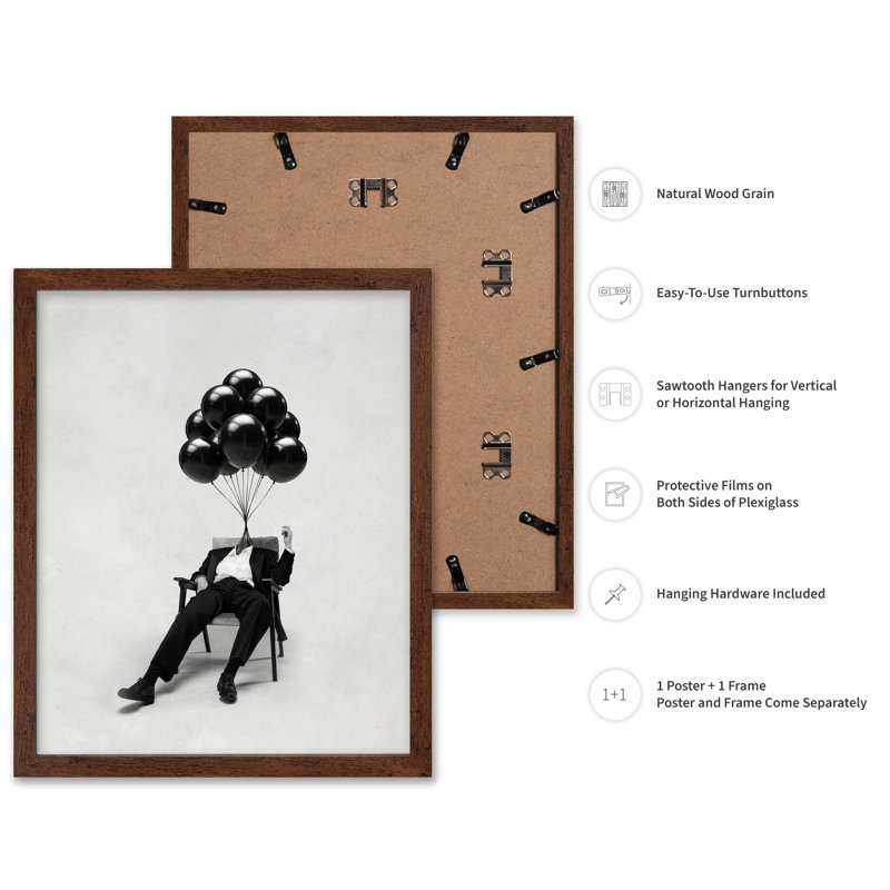 Ballon Gentleman, Poster, 16"H x 20"W, Brown Framed