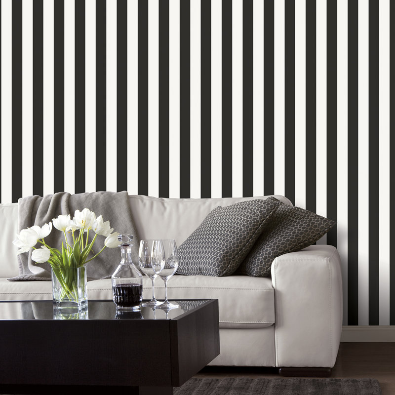 Divisadero 10m x 53cm Matte Wallpaper Roll, Black/White