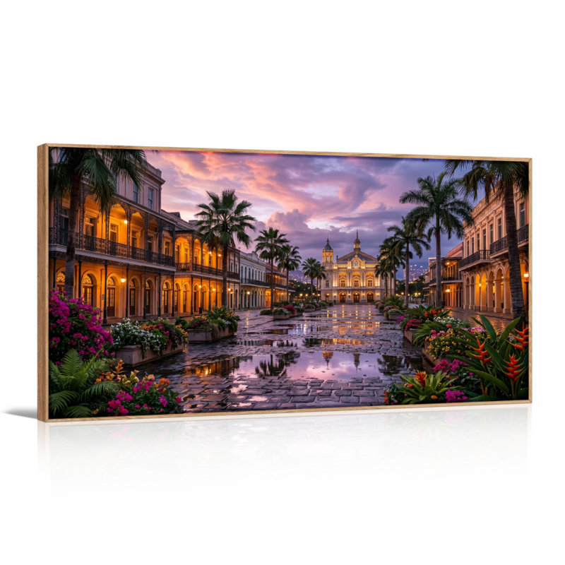 Ensemble de 1 tableau sur toile « Soirée tropicale », L 40 po x H 20 po, Naturel