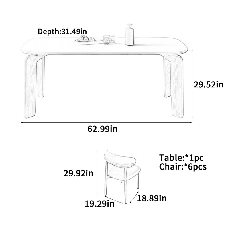 Cream Style Slate Dining Table, 29.52"H x 62.99"L x 31.49"W
