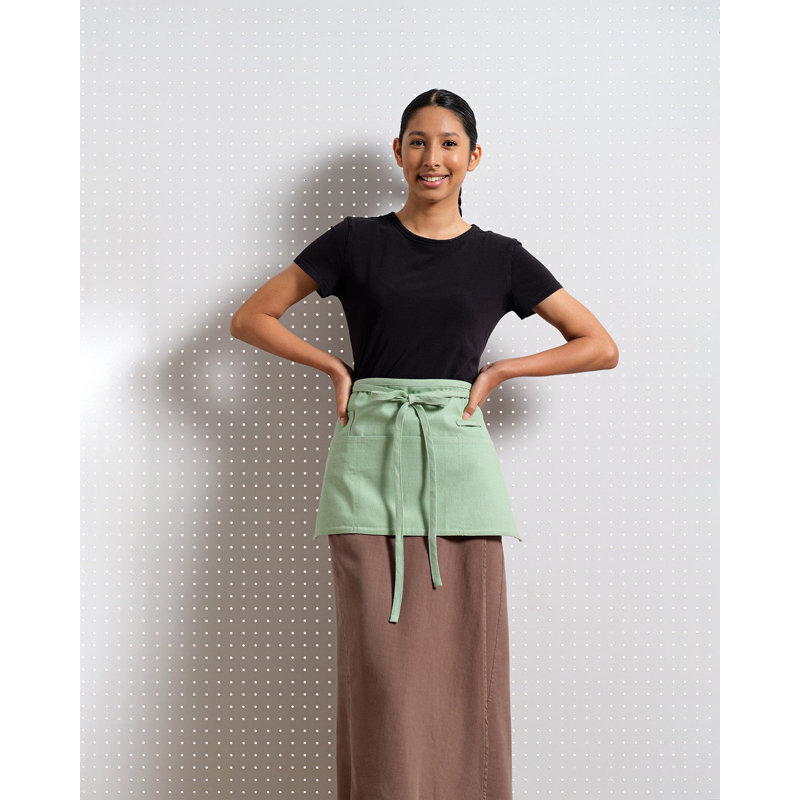 Waist Apron, Pinstriped Sage Green