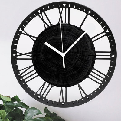 Horloge murale ronde en fer 10 po avec mouvement à quartz silencieux, chiffres romains, impression UV