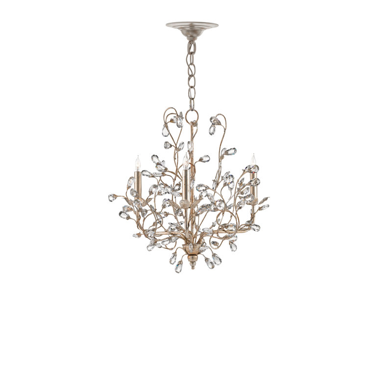 Crystal Bud 3 - Light Chandelier, Silver Granello