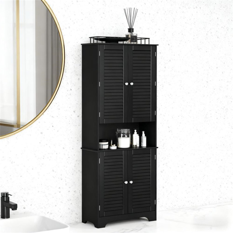 Armoire autoportante noire avec 2 armoires, Noir