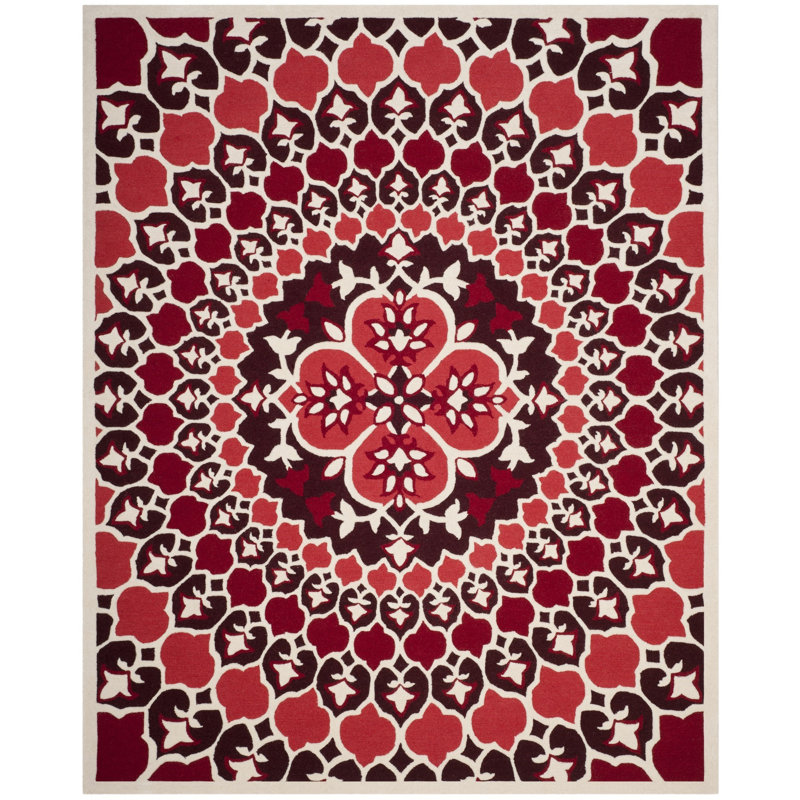 Miu Hand Tufted Wool Floral Rug, Rectangle 8' x 10'