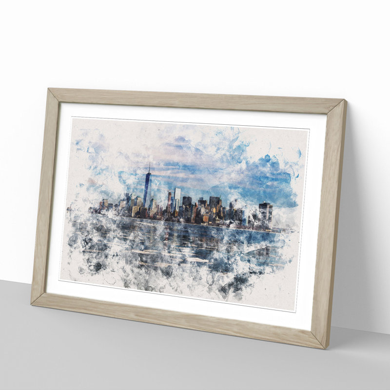 New York Skyline Vol.7 - Picture Frame Painting, 48cm H x 65cm W x 2cm D, Oak Framed