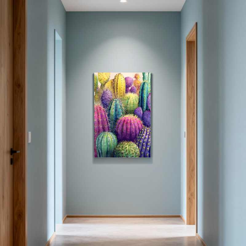 Plantes et fleurs, motif de cactus colorés
