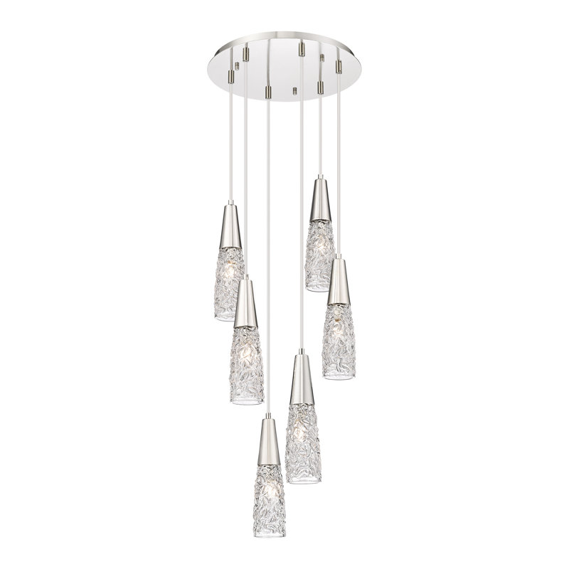 Godbee - Luminaire suspendu à cordon 6 lumières 14 ", Nickel poli