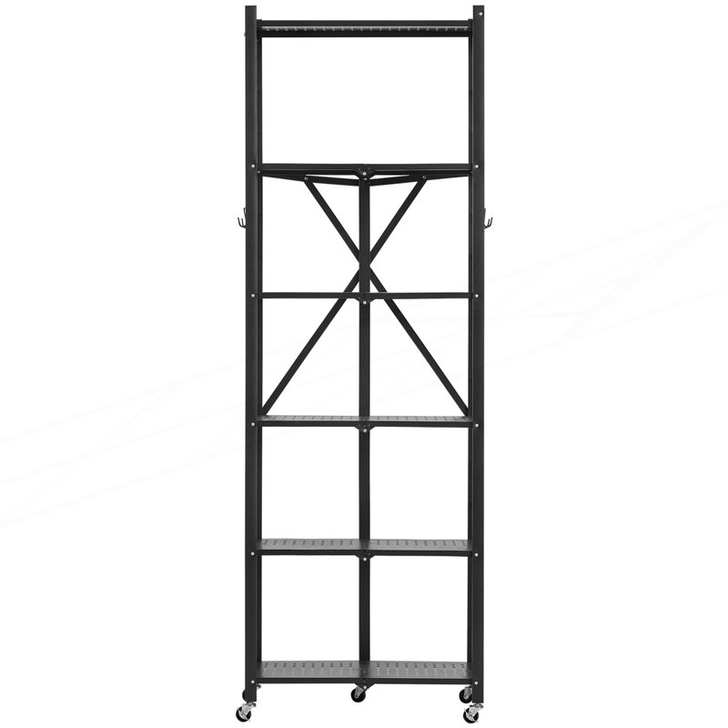 Tablette de rangement pliable à 5 niveaux avec roulettes