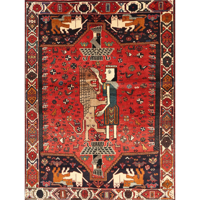 Tapis Mehroon / noir / crème, Rectangle 5 pi x 7 pi