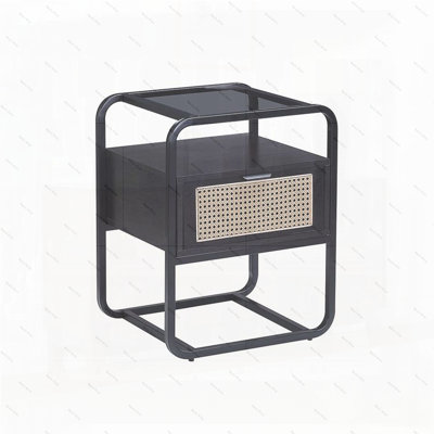 Wonderlin 1-Drawer Metal Nightstand in Black