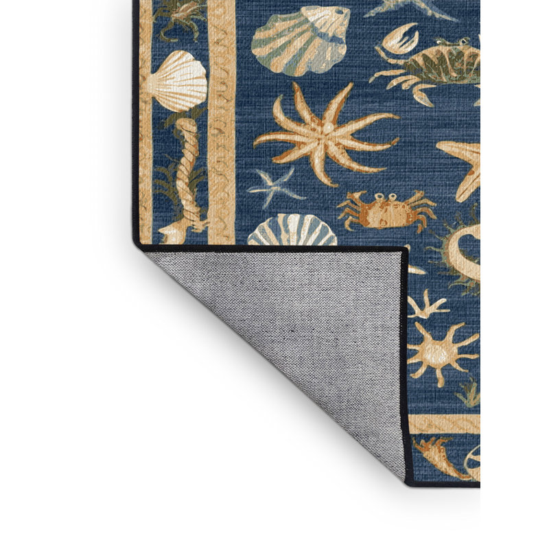 Washable Coastal Wildlife Nautical Area Rug, Rectangle 3' x 5'