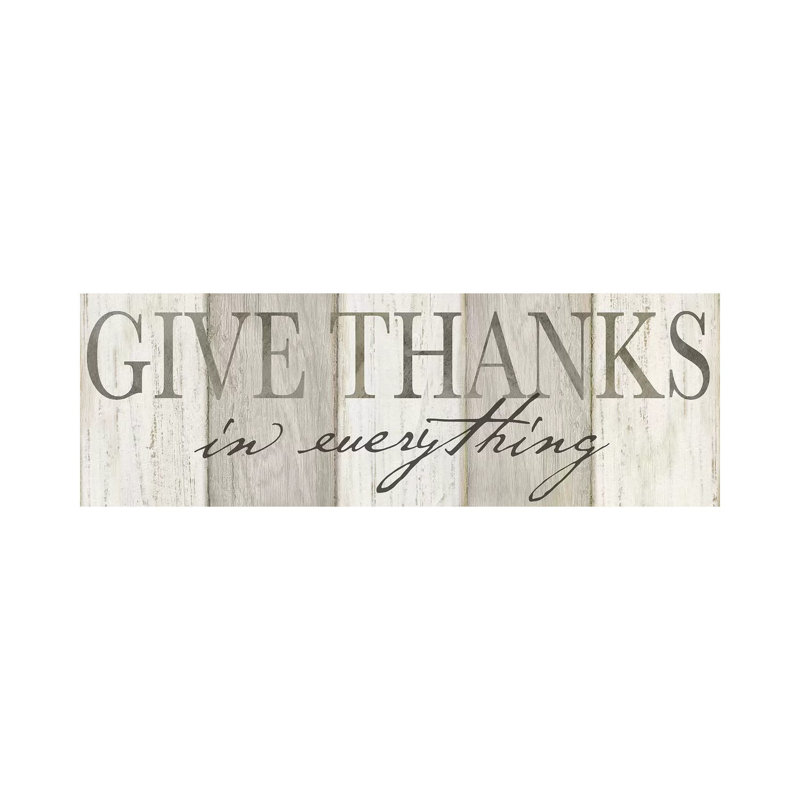 Give Thanks Neutral Panel 1 Piece Wrapped Canvas Panoramic Wall Art, 121.92 cm H x 40.64 cm W x 3.175 cm D