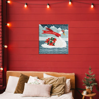 Toile de Noël «Christmas Magic Enchanted Swan», conception par Jilly Jack Designs