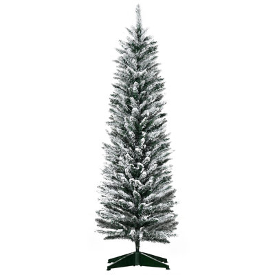 Slender Green Pine Flocked Christmas Tree