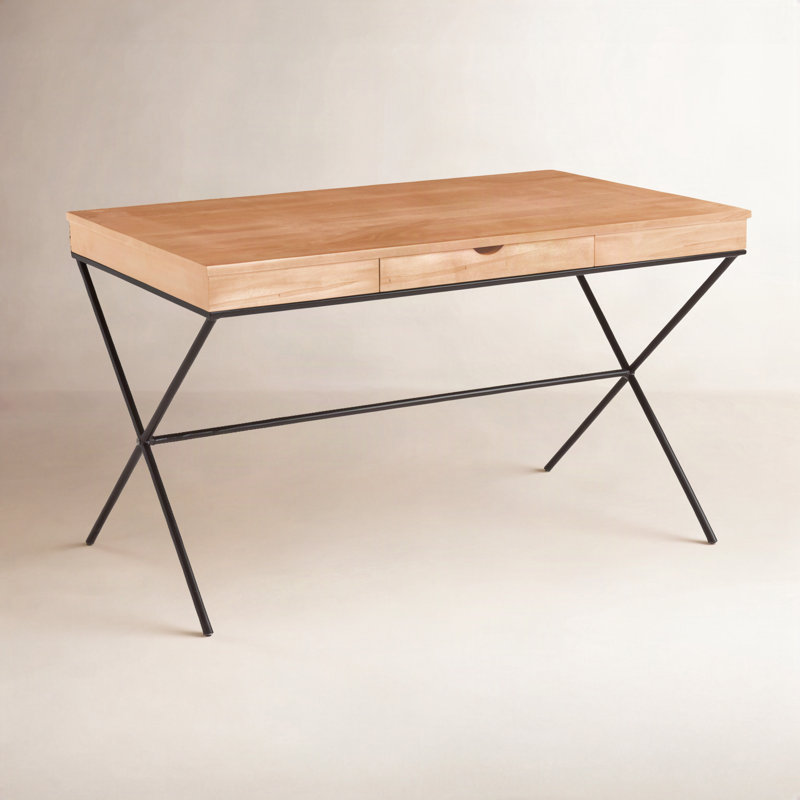 Bureau debout en bois massif Abbott, Couche transparente, Marron antique